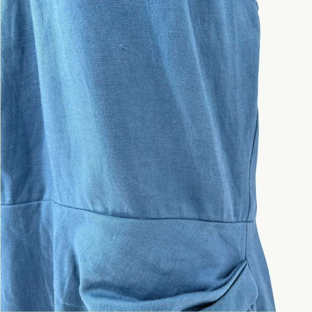 NWT Reformation Dory 100% Linen Halter Faux Wrap Mini Dress | Sz 10 | Blue - Picture 11 of 15